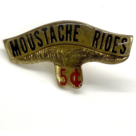 Mustache Rides 5 Cents Lapel Pin‎ Hat humorous Joke Trucker Y2K Funny - Picture 1 of 6